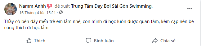 Đánh giá của học viên học bơi ở Quận 10 tại Sài Gòn Swimming
